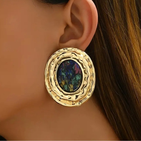 Round Statement Earrings - Picture 3 of 13
